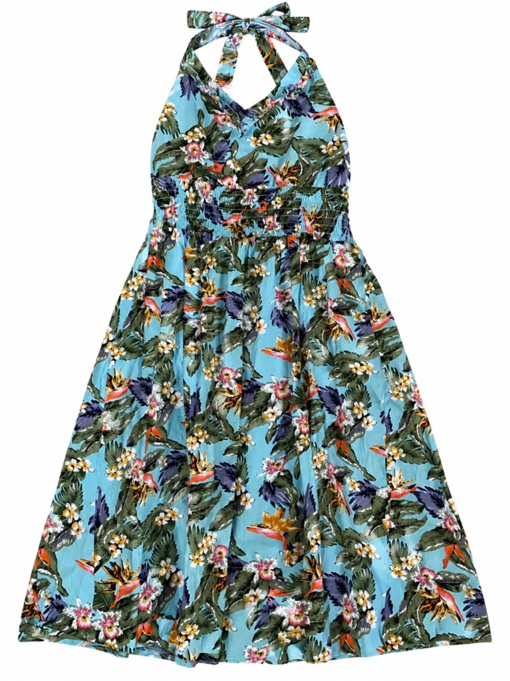 Metropolitan • 100% Cotton • Tropical • Halter • Midi Dress • Medium